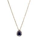 9ct Yellow Gold Rhodium Sapphire and Diamond Pendant