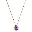 9ct Yellow Gold Rhodium Amethyst and Diamond Pendant