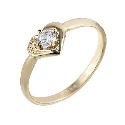 Children's 9ct Yellow Gold Cubic Zirconia Heart Ring Size J