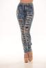 High Waist Acid Distressed Skinny Jeans - Dark